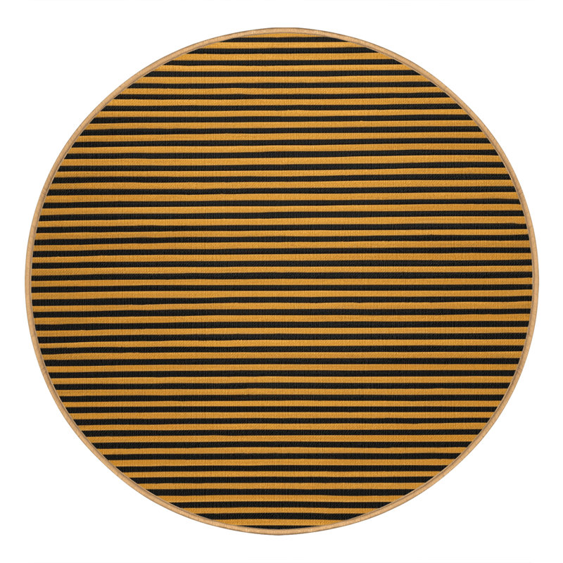 Machine Washable Horizontal Stripes Brown Area Rug, Round 8'