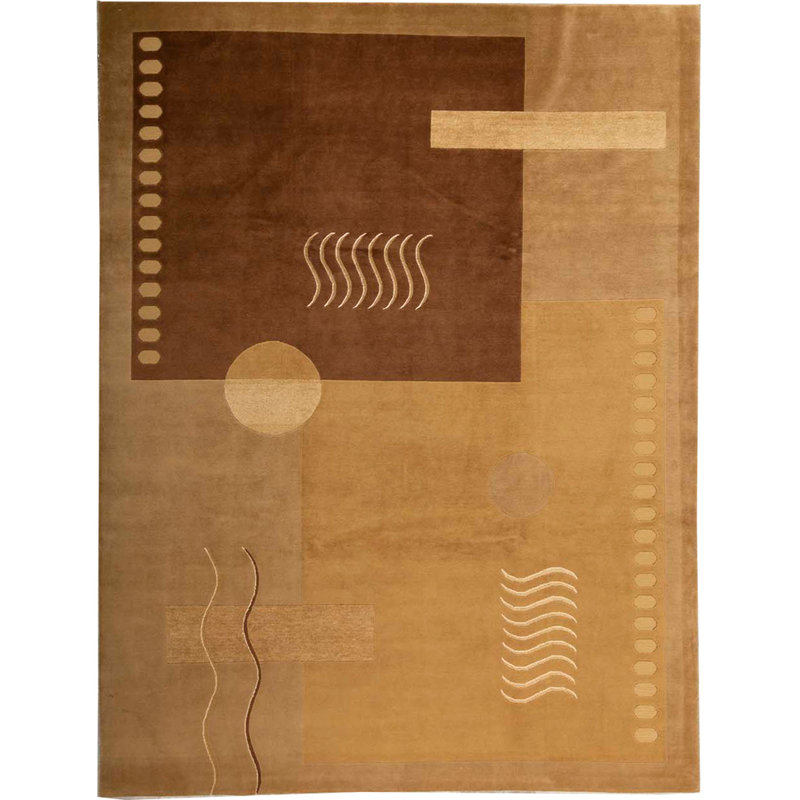 Tapis beige et brun noué à la main de haute qualité, Rectangle 9'1" x 12'