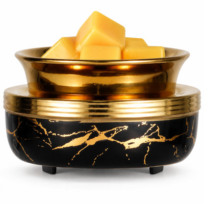 Ceramic Wax Melt Warmer Electric Candle Fragrance Burner Black Gold