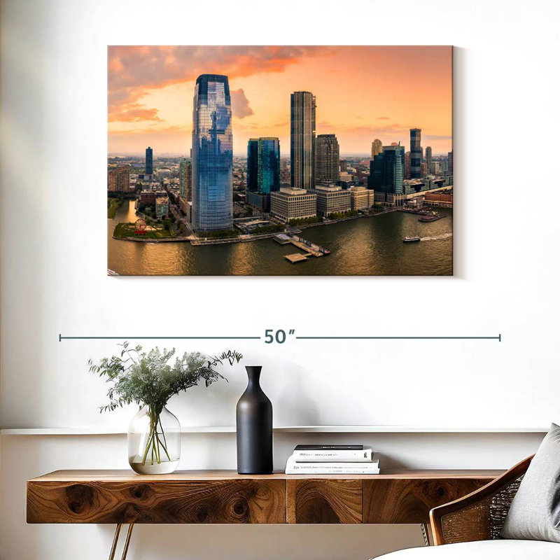 Vue panoramique de la ville de Sireci à Jersey City, H 26 po x l 39 po