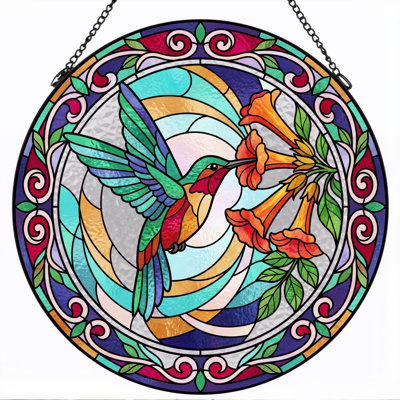Stained Glass Stained Glass Window Panel，12"H