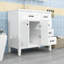Meuble-lavabo autoportant avec lavabo en céramique, 3 tiroirs et armoire de rangement-977940258