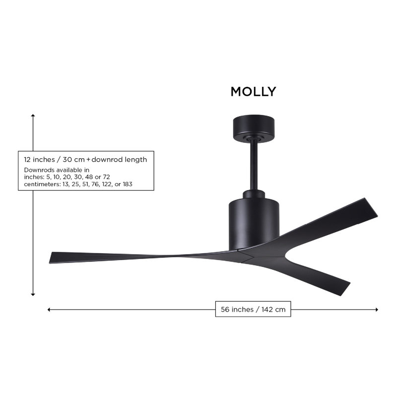 Molly 56" Ceiling Fan, Matte Black, Gloss White