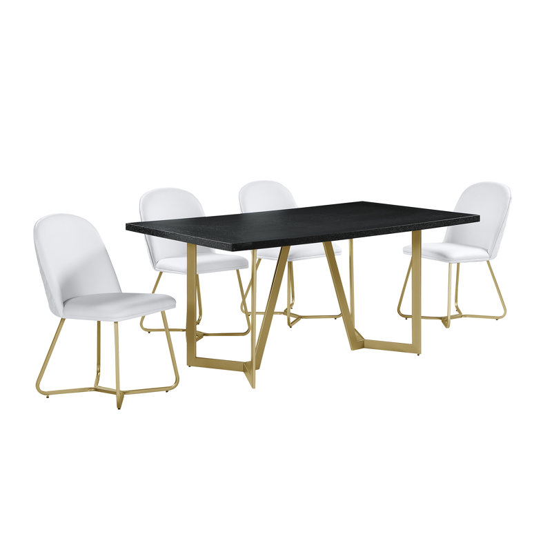 Ensemble repas pour 4 personnes Jakus, Noir, Blanc