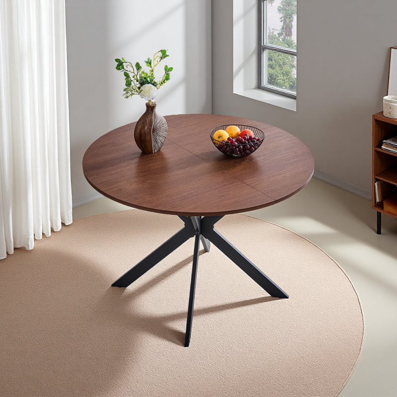 Table de salle à manger extensible ronde (43 po à 54 po) - Table de salle à manger compacte avec pieds en métal robustes, pour petit appartement / salon