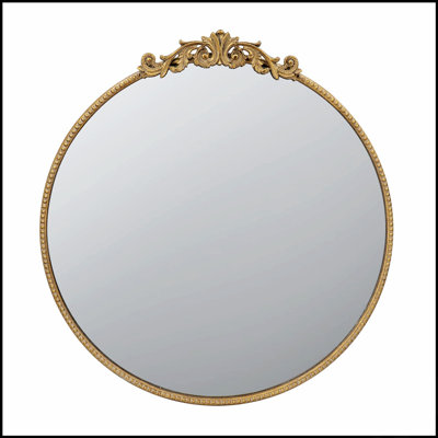 Miroir rond mural avec cadre en métal, verre mosaïque sécuritaire pour la décoration de salle de bain et de salon