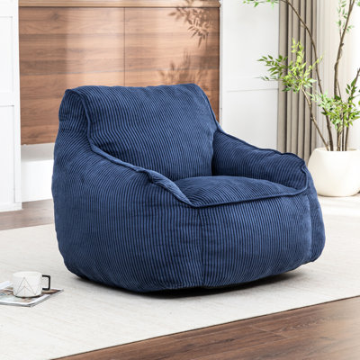 Fauteuil à billes Giant Comfy, adulte et adolescent, utilisation, bleu foncé, rembourrage en mousse, salle d'étude, grand sac de télévision, confort, mousse haute densité, chambre à coucher, lecture
