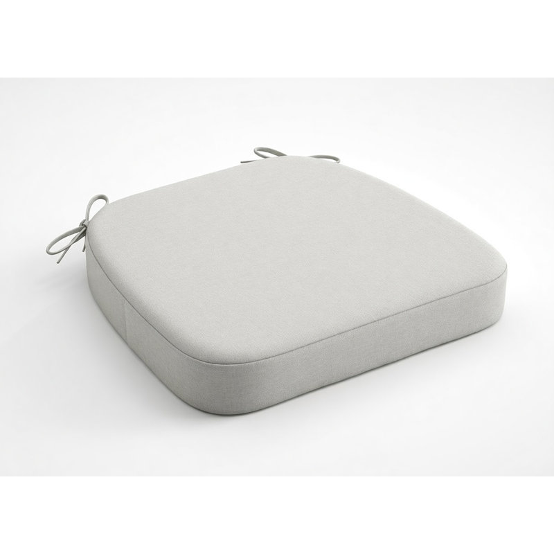 Coussins de chaise de salle à manger en D de 2 po d'épaisseur avec attaches et base antidérapante - lin naturel (17 po x 16 po)