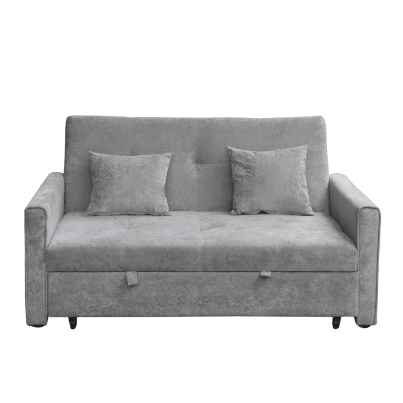 Nyrell 2 Seater Extra Wide Fabric Sofa Bed, Dark Grey Velvet