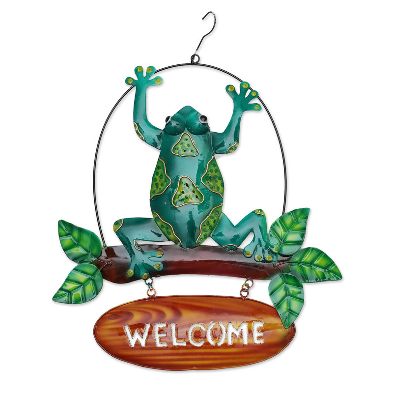 Bartmann Handmade Frogs Realm Welcome Sign
