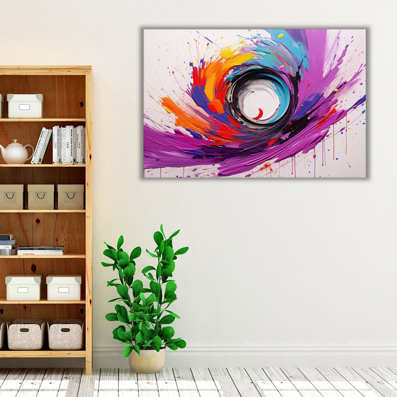 «Spiraled Color Explosions», art mural, Cadre flottant blanc, H 24 po x l 36 po x P 1,25 po