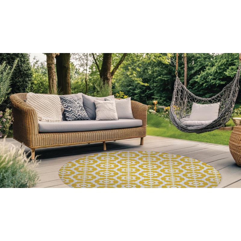 Cleo Outdoor Rug, Round 5'