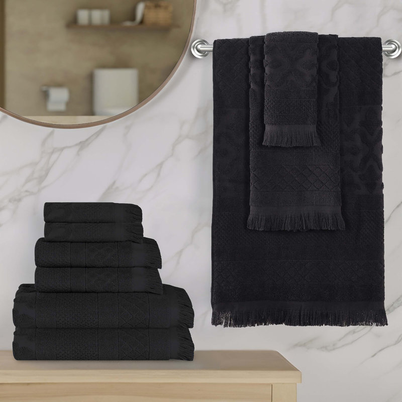 Serviette de bain Rolla, Noir, noir, noir, noir, Ensemble de serviettes 9 pièces