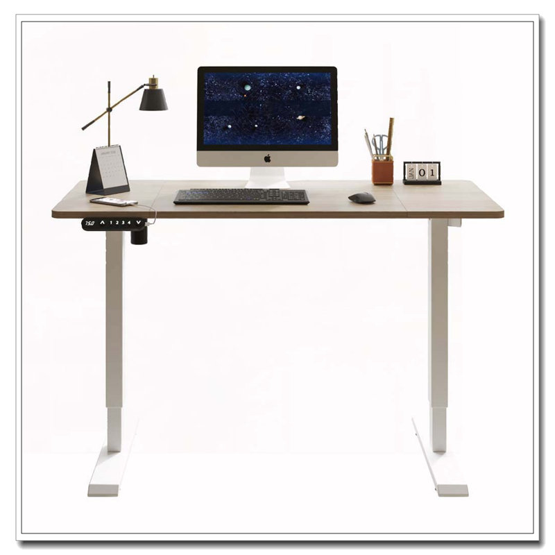 Bureau électrique à hauteur réglable, Chêne / Blanc, H 24 po x l 47,2 po x P 24 po