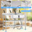 47 Inch Stainless Steel Utility Sink,Kitchen Free Standing Double Bowl Commercial Sink with Faucet, Cold & Hot Water Pipe, Storage Shelf and Drain Kit, for Kitchen, Bathroom, Laundry Room, Garage