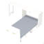 Lit simple escamotable avec commode à hauteur réglable, commode escamotable avec coussin pliable
