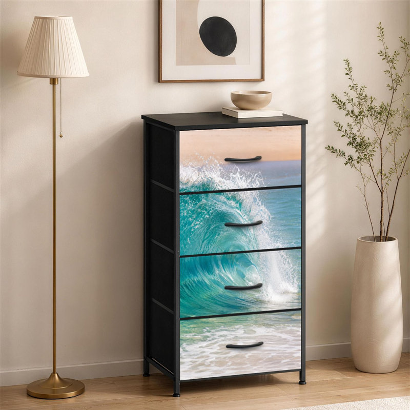 Commode 4 tiroirs pour chambre à coucher turquoise vagues Sandy Beach Oahu Hawaii Petite grande commode à vêtements pour organisateurs de placard avec commode