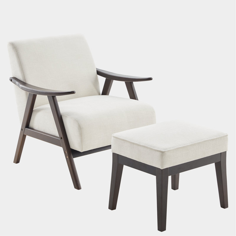Ensemble de fauteuil de lecture et de repose-pieds Sonnia, Polyester beige