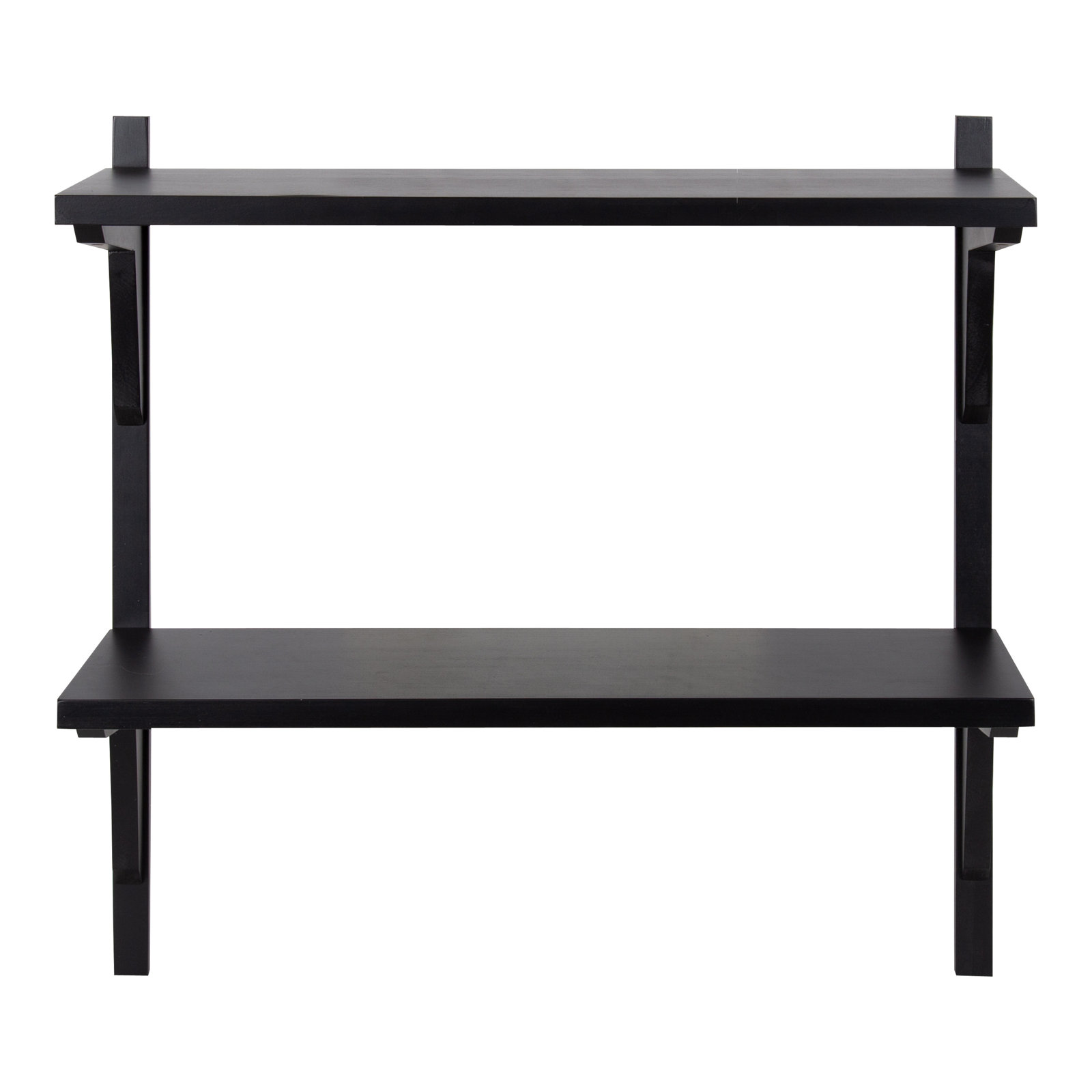 Baez Poplar Solid Wood Wall Shelf, Black