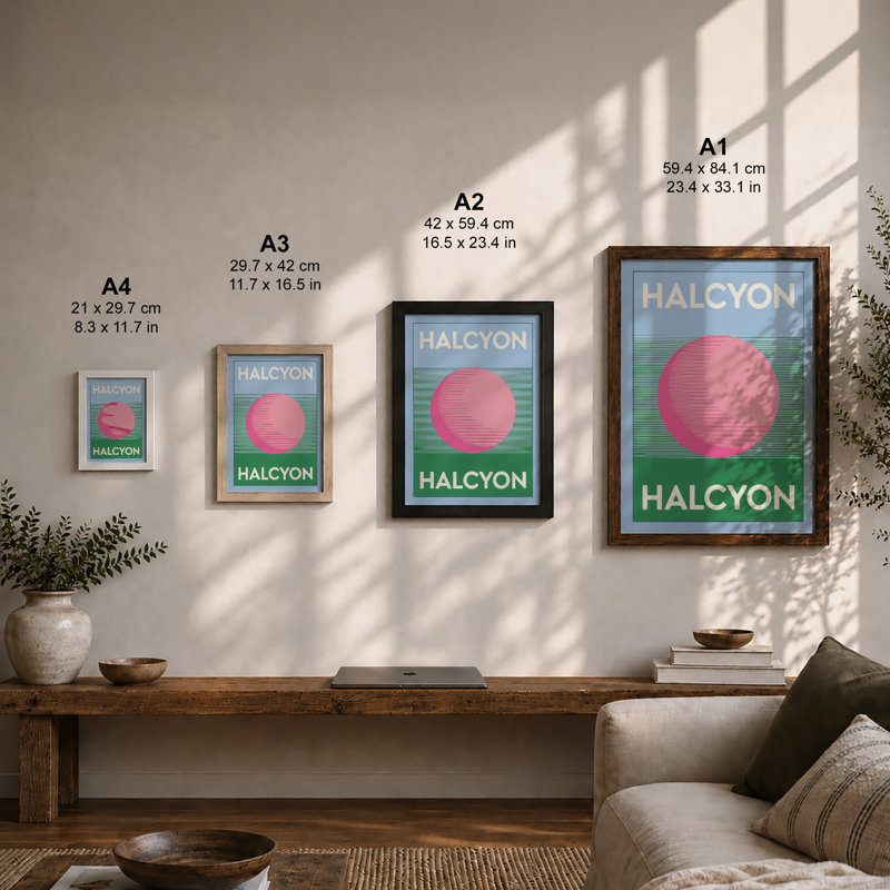 Halcyon Minimalist - Framed Print, A1 - 84.1 x 59.4 cm, White