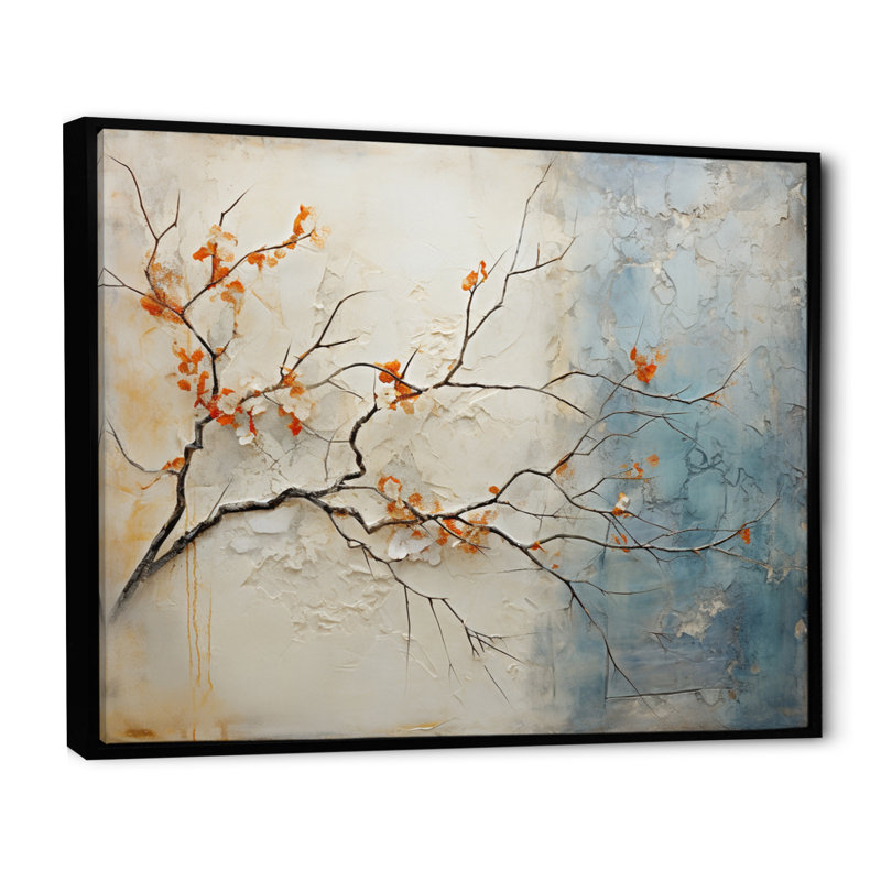 «Coral Teal Maple Tree Glowing Agate», impression sur toile érable, H 30 po x l 40 po x P 1,5 po, Cadre flottant noir