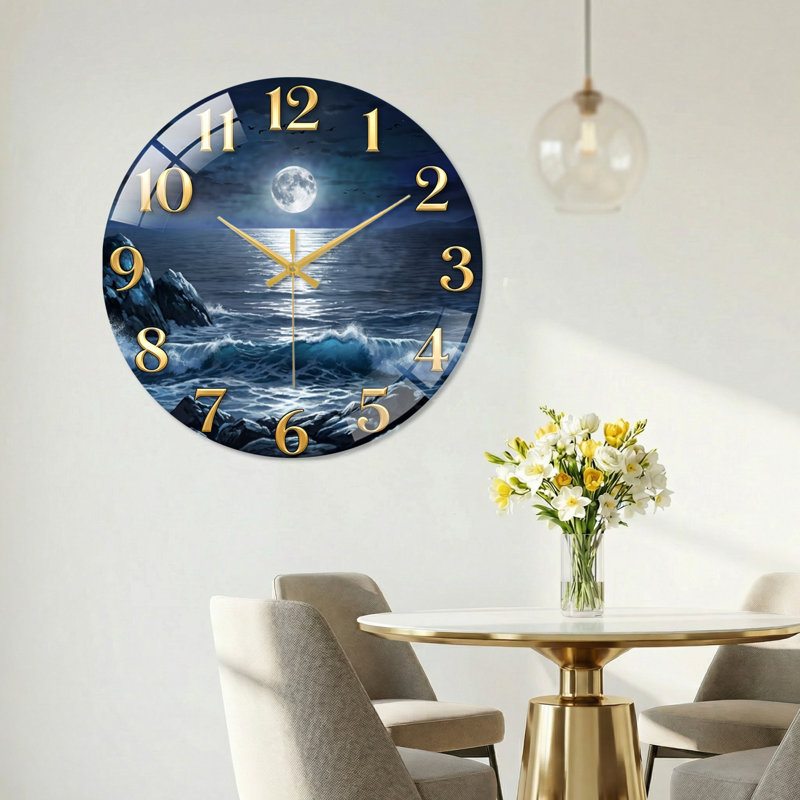 Horloge murale de 23,6 po Moonlit, 60 x 60 cm (23,6 x 23,6 pouces)