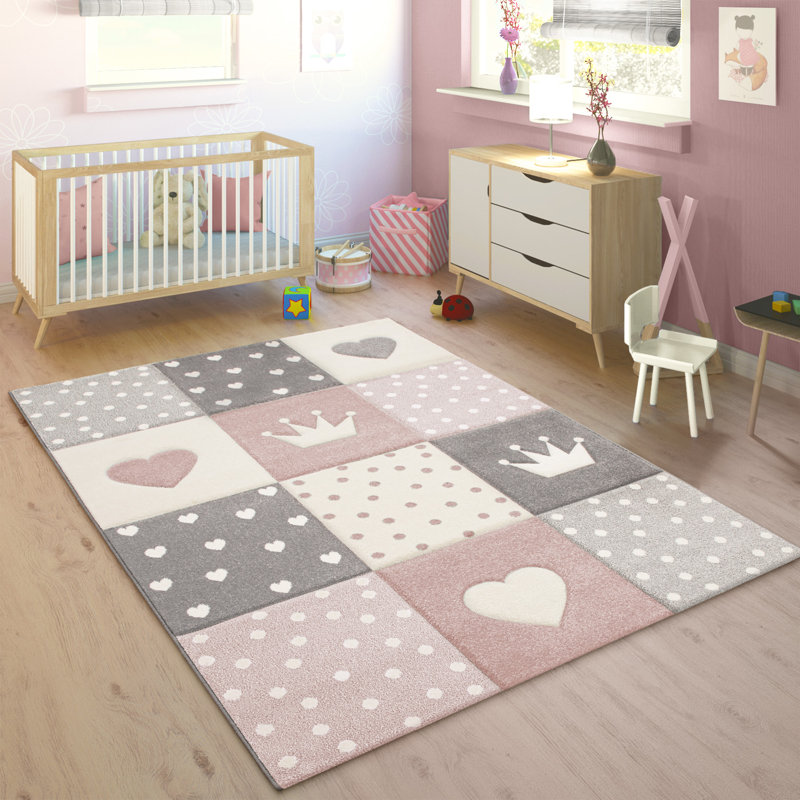 Aledo Pink/Grey Rug, Rectangle 80 x 150cm