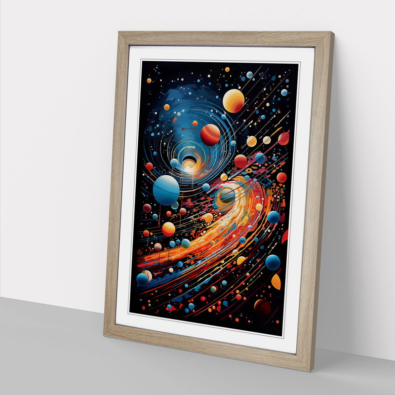 Universe Orphism - Single Picture Frame Print on Wood, Oak Framed, 46cm H x 34cm W