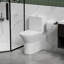 Toilette conforme 17 po, système de chasse double 1,1 / 1,6, cuve sans rebord, siège à fermeture douce, blanc brillant, chasse d'eau brute de 12 po, chasse d'eau écoénergétique, brillant