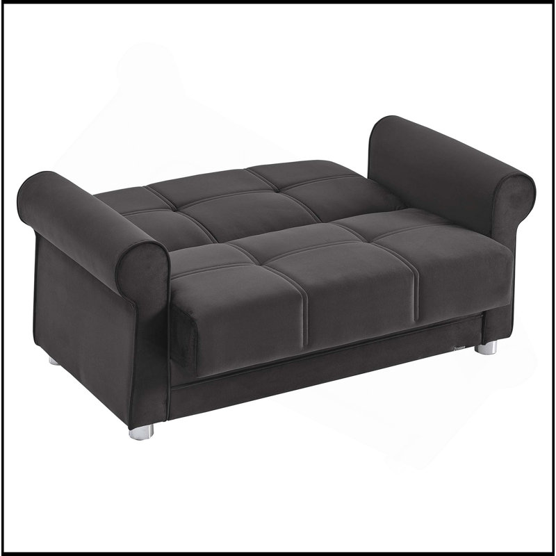Causeuse convertible rembourrée avec rangement, Tissu noir