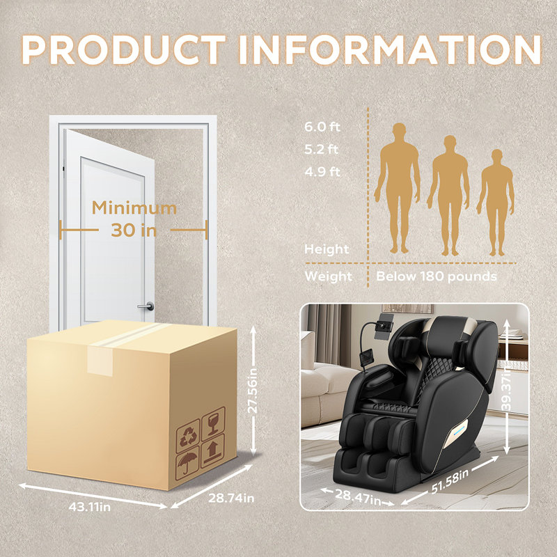 Fauteuil inclinable de massage 2024 avec zéro gravité et pression d'air corporelle complète