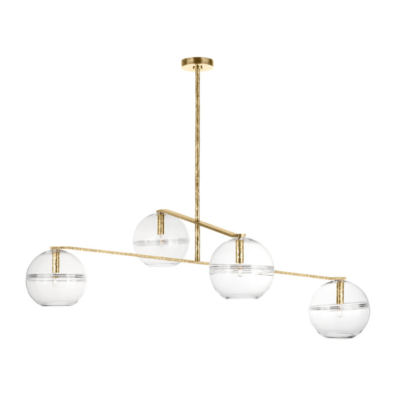 Sean Lavin Lowing Medium 4-light Chandelier in Polished Antique Brass with Clear Glass shade
