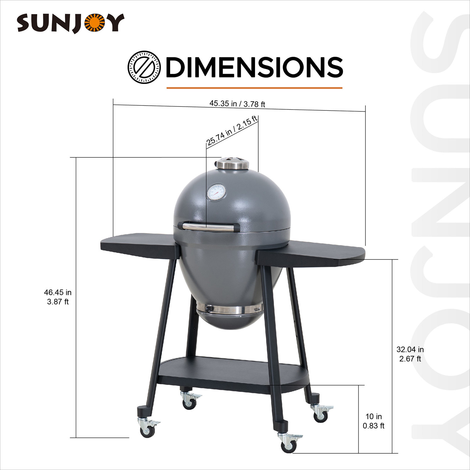 Kamado Grill with Pizza Stone, Gray