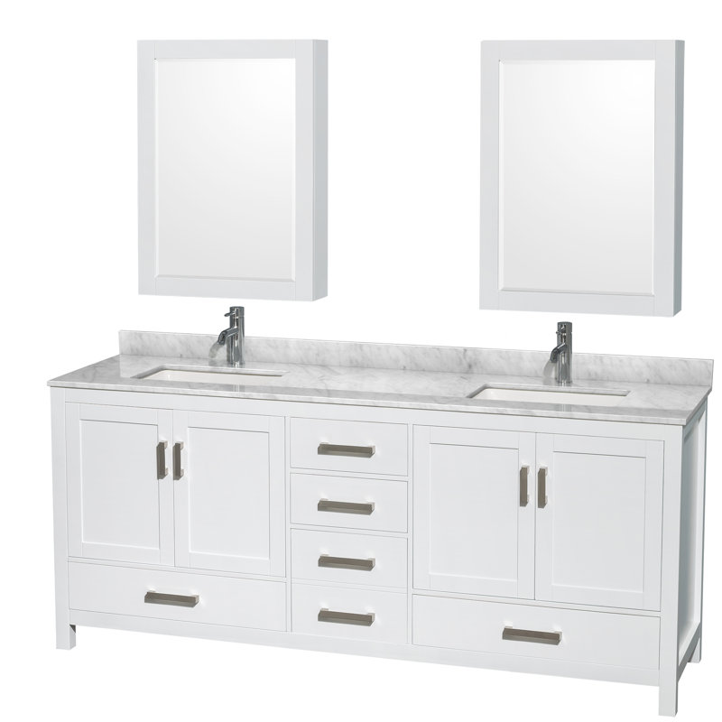 Sheffield 79" Double Bathroom Vanity Base Only, White