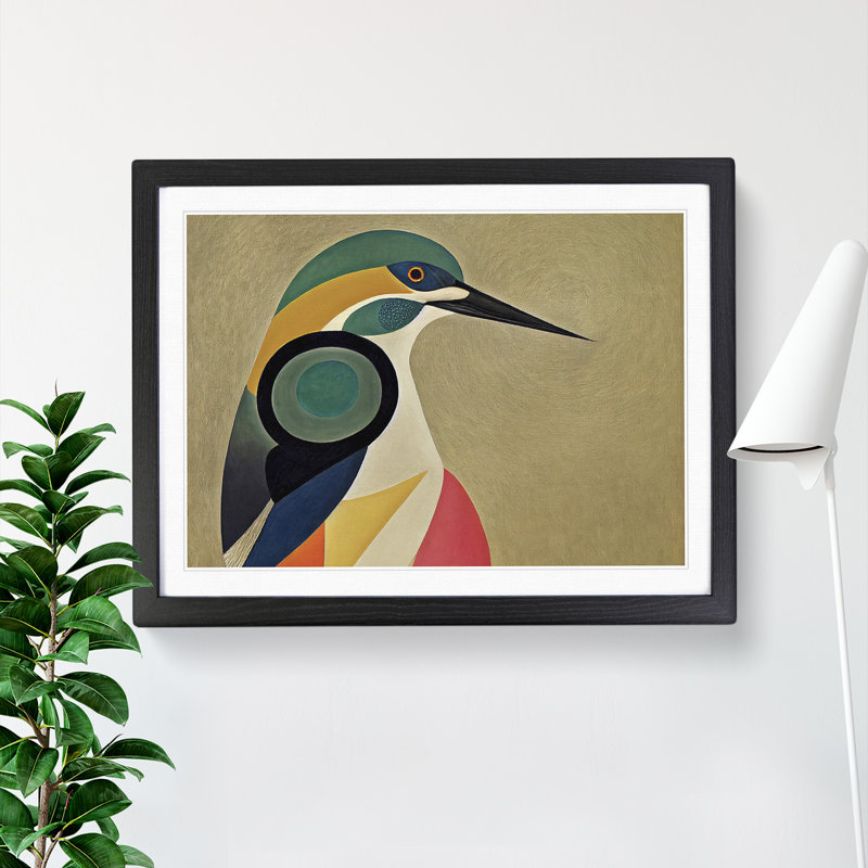 Abstract Kingfisher Bird - Framed Print, Black, 46cm H x 64cm W x 2cm D