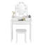 Ensemble coiffeuse en bois massif avec tabouret et miroir-684275721