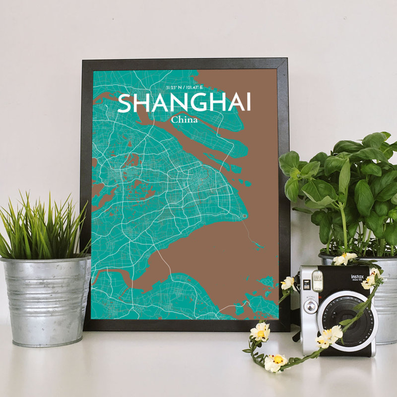 Shanghai City Map 1 Piece Wall Art, 91.4cm H x 61cm W x 0.13cm D