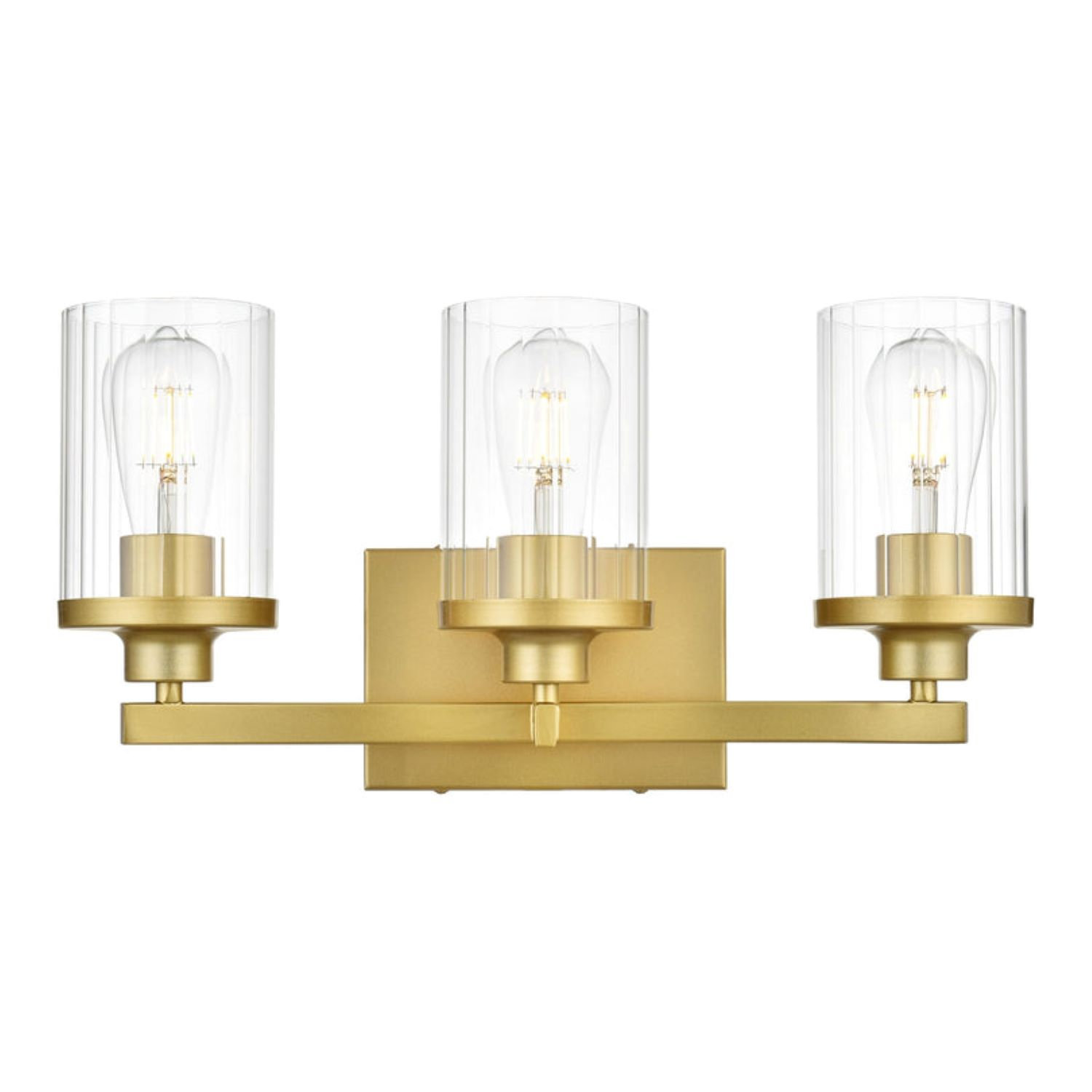 Dariela Dimmable Vanity Light, Brass, 10" H x 18" W x 18" D, 3 Lights