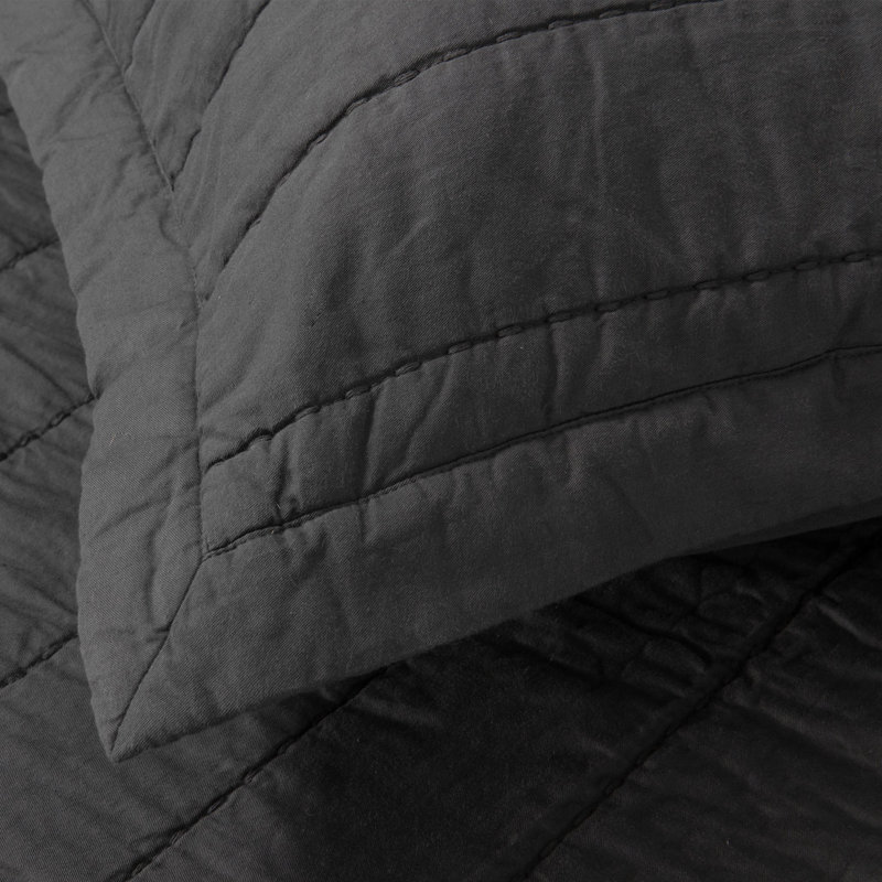 Minimalist Cotton Percale Solid Colour Quilt, Dusk Grey, Twin