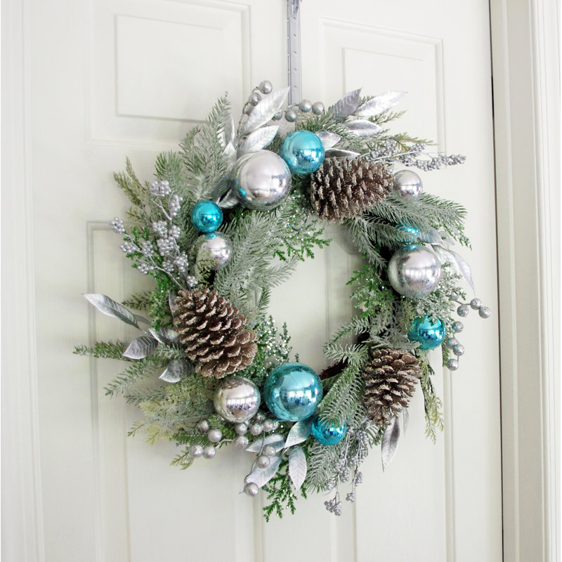 Couronne de pomme de pin, Bleu / Argent