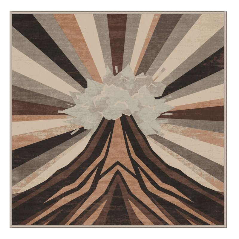 Soft Plush Benziger Eclectic Starburst Area Rug in Brown – Beige Binding, 3' Square