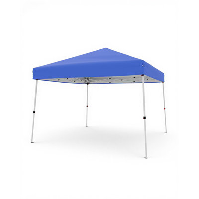 Tente à auvent rapide 10 x 10 pi avec pieds inclinés - Abri de jardin extérieur portable, facile à installer, avec sac de transport, housse de protection UV de 8 x 8 pi - idéale pour le patio, la terrasse, le jardin, la plage - bleu
