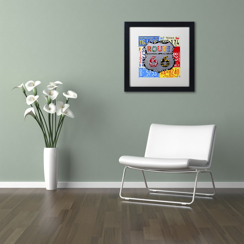 « route 66 », impression encadrée sur toile encadrée, H 11 po x l 11 po x P 0,5 po, Blanc