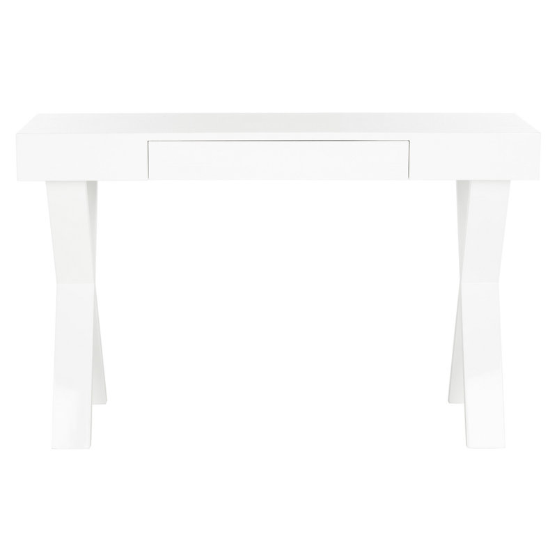 White Lacquer One Drawer Vanity Desk