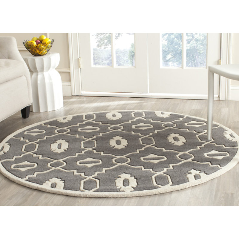 Carolene Hand Tufted Wool Geometric Rug, Round 7'