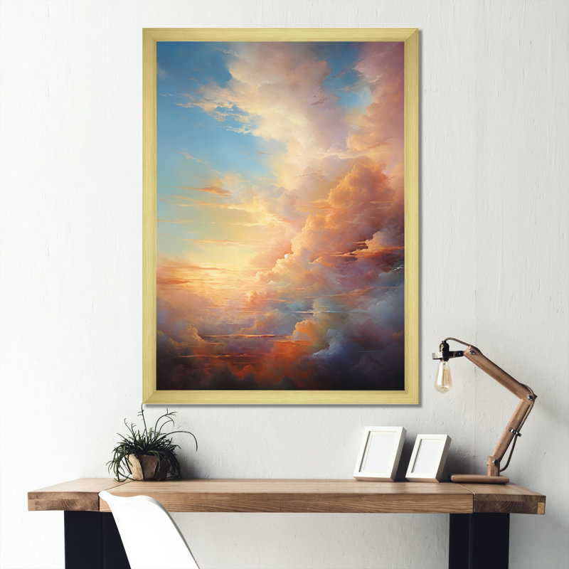 «Ithaman Sunset Celestial Symphony» - impression, H 32 po x l 16 po x P 1 po, Encadrement doré