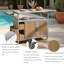 Chariot de cuisine d'extérieur | Style campagnard, bois massif, plateau en acier inoxydable, roues verrouillables-128864471