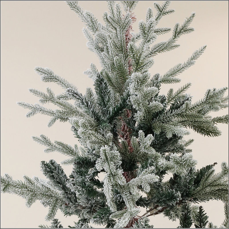 Arbre de Noël artificiel pin nordique avec pointes enneigées 1939, base en métal pliable, assemblage facile, arbre de Noël à charnières pour les fêtes à la maison