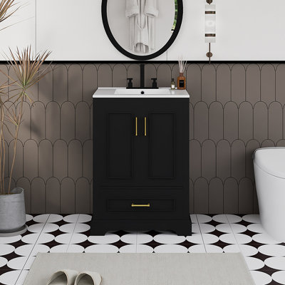 24'' Freestanding Single Sink Bathroom Vanity With Ceramic Top