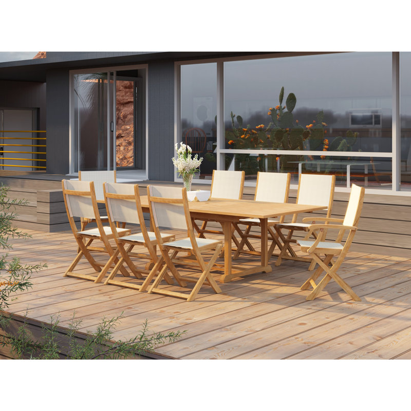 Stella Folding Teak Patio Dining Chair, White